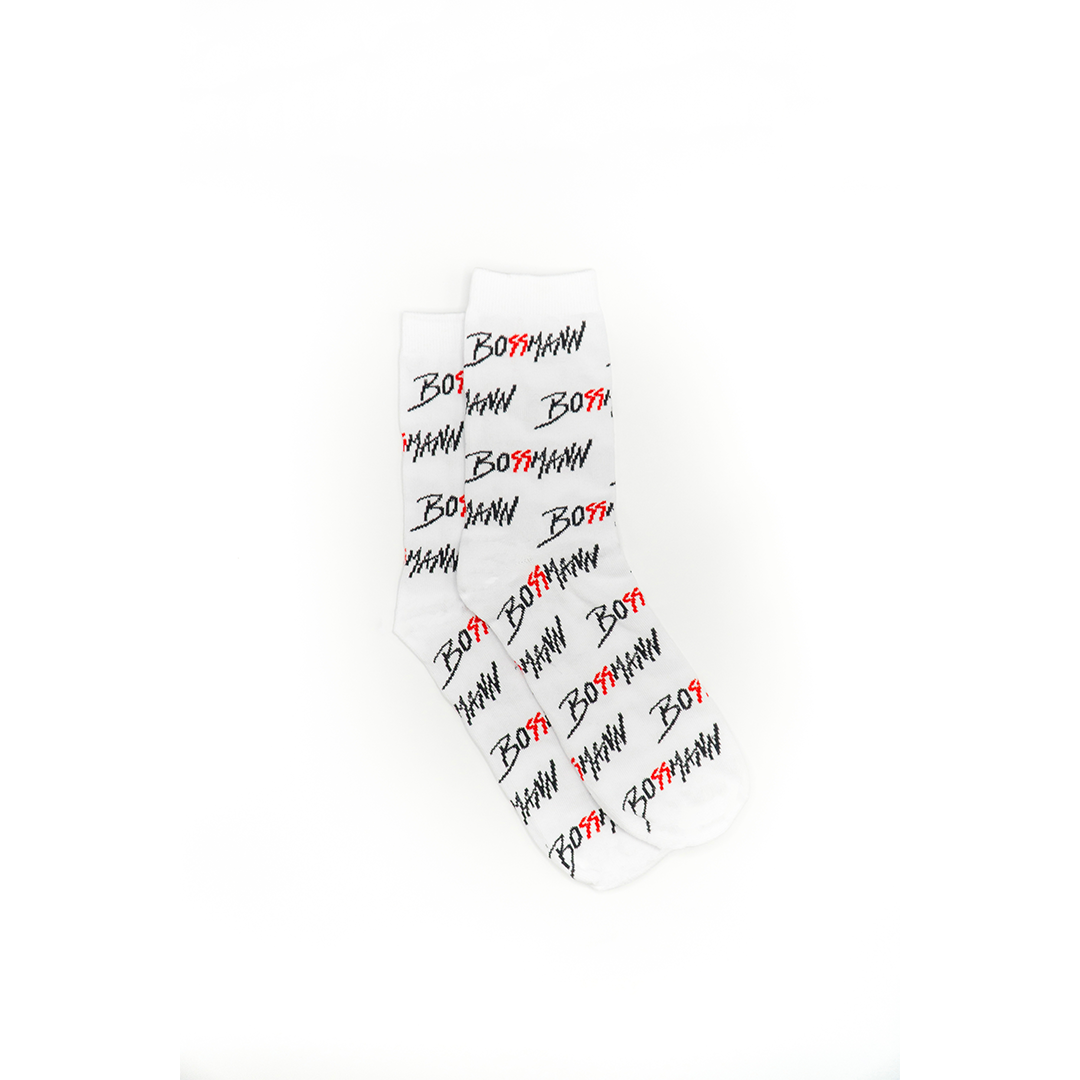 BO99MANN SOCKS - WHITE PRINT